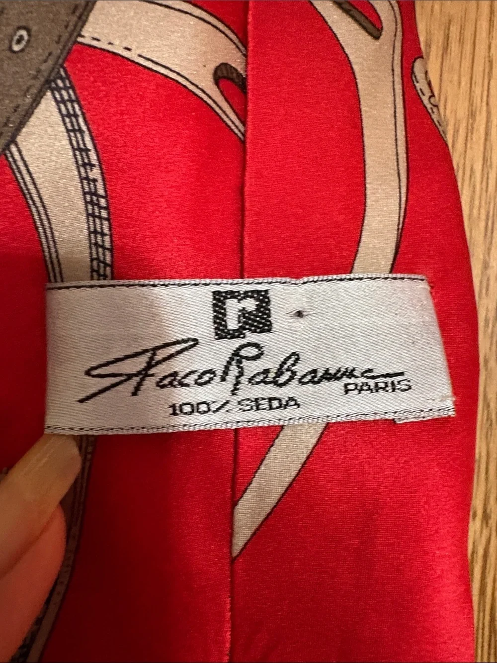 Paco Rabanne 💯 % silk Red Equestrian Print Men’s Tie